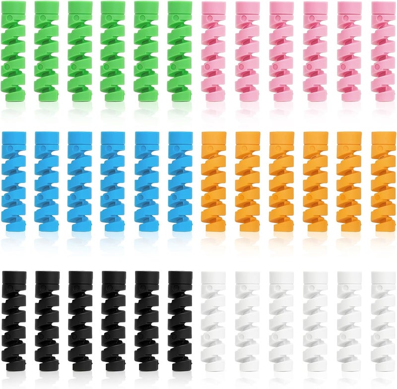 Brvlsoc 36-Pack Spiral Cable Protectors for iPhone, iPad, MacBook, and Headphones – Colorful Silicone Cord Savers and USB Wire Wraps - Image 1